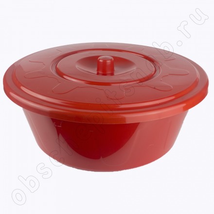 Таз пластиковый 10 л "Колор", с крышкой, цвет красный